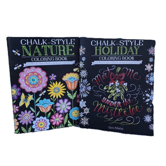 Chalk-Style Holiday & Nature Coloring Book Paperback Bundle - Picture 1 of 8